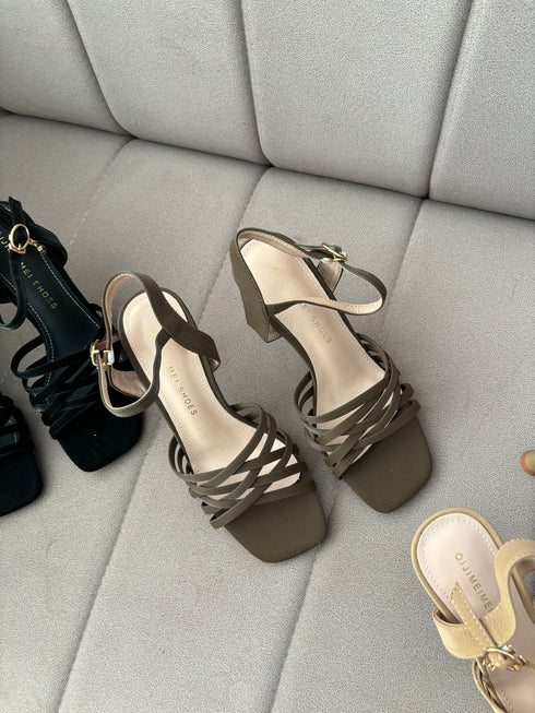Multi Cross Strap Open Toe Buckle Straps Heels